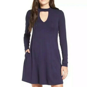 Socialite Navy Dress with Keyhole neckline